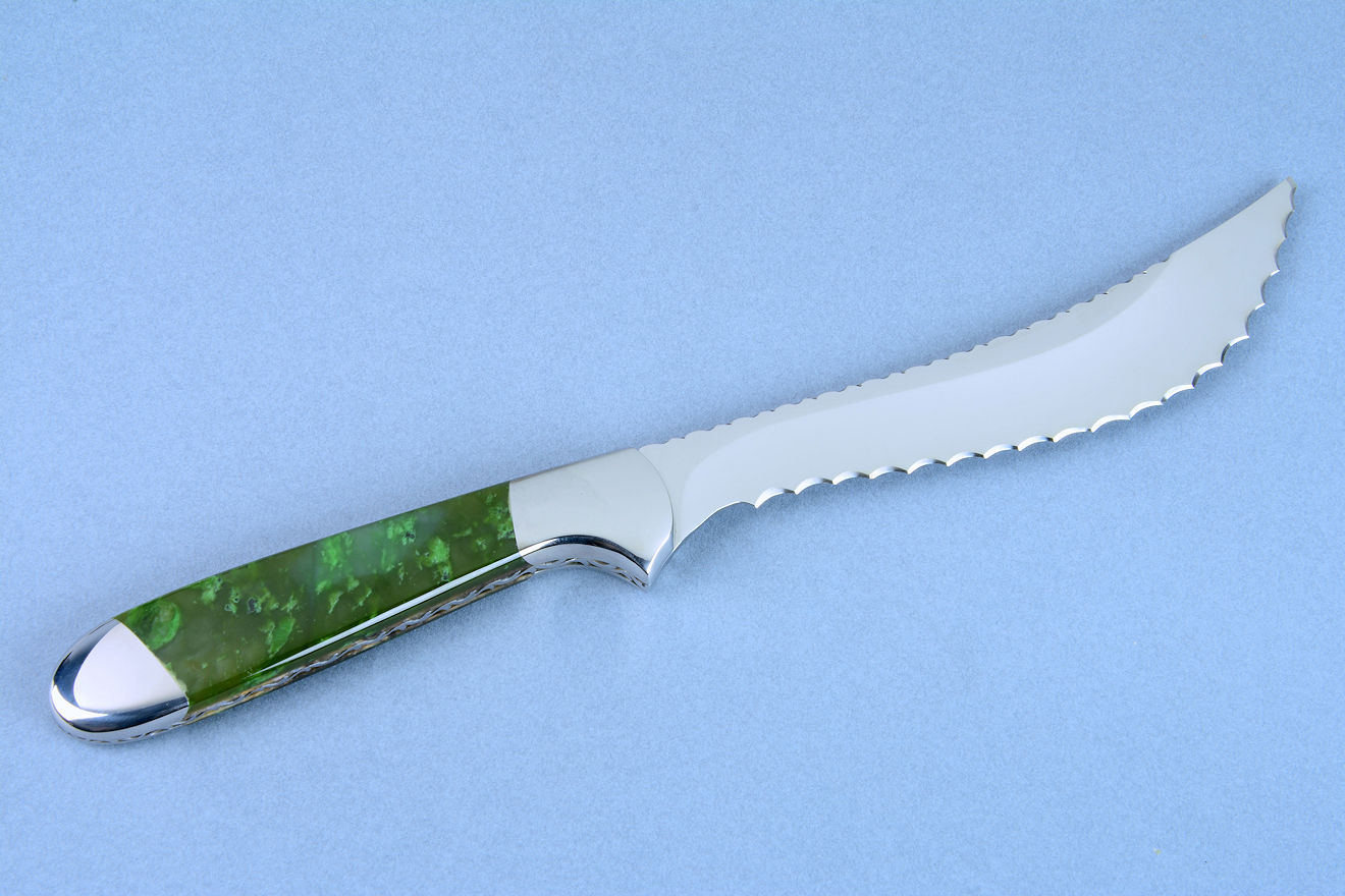 "Clarau Magnum and Kineau Magnum" fine handmade chef's knives, Kineau Magnum reverse side view 