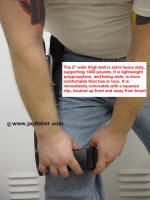 Tactical combat custom survival knife, thigh belt, strap quick removal device