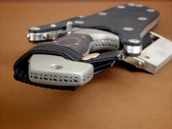 "Arctica" knife butt view. Heavy, thick and extremely strong rear bolster and quillon arrangement supports this knife in the heaviest of use