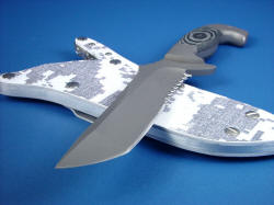 "Arctica" point detail. This is a very stout and substantial knife point, suitable for piercing and heavy blade work. 
