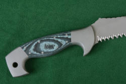"Arctica" reverse side handle detail. Scales are G10 fiberglass/epoxy composite, mounted with eight stainless steel pins