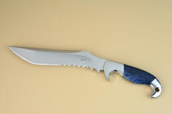 "Arcturus" obverse side, knife only. Knife design is tough, stout, and aggressive, with hard blue dumortieritie gemstone handle