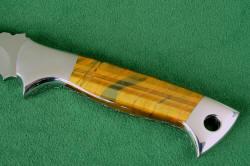 "Argyre" obverse side handle detail. Handle is comfortable blend of gemstone and stainless steel, outlasting all other knife handle materials