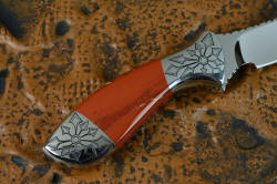 "Azuma" fine custom knife reverse side handle detail. This is a nearly4 power enlargement; note the fit, finish, and form of the handle components