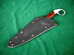 USMC "Bulldog" sheathed view. Note deep and protective knife sheath, with easily accessible finger ring and handle