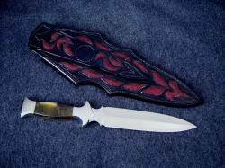 Classic Dagger, reverse side view. Note many inlays in back of sheath and double loop inlayed belt loop