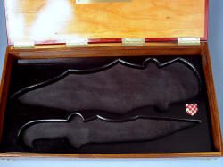 "Duhovni Ratnik" inside case detail. Ebonized poplar with black suede and gemstone accent