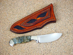 "Fornax" reverse side view; note inlays on sheath back, colorful  handle material