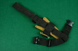 "Ghroth" professional counterterrorism, combat, tactical knife, EXBLX back side illustrating buckles, webbing, strap arrangement