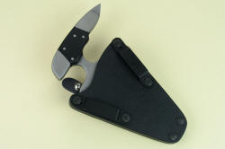 "Guardian" Custom Counterterrorism YAMAM combat dagger, sheath reverse view. Sheath retains knife yet allows quick and fast access with high protection and security of double thickness kydex and high strength anodized aluminum frame and components