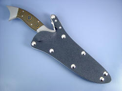 "Halius" sheathed view. Sheath is waterproof, positively locking and can even be worn upside down with security. 
