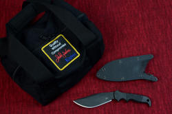 "Hooded Warrior" counterterrorism knife, shadow line, with complete accessory duffle bag in heavy nylon
