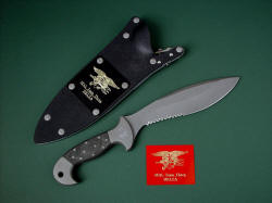 "Horus" with archival, commemorative flashplate. After retirement of the knife, this plate will commemorate the service
