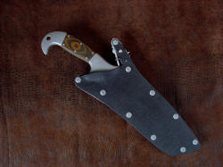 "Imamu" sheathed view, traditional locking sheath arrangement. All Chicago screws are slotted and bead blasted stainless steel for high corrosion resistance, high strength, non-glare