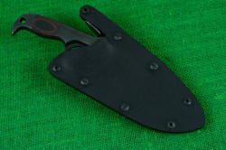 "Kairos" professional counterterrorism tactical knife, sheathed view, locking sheath version 2.0