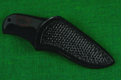 "Kairos" professional counterterrorism tactical knife, sheathed in leather sheath view