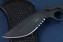 "Kairos" (Shadow line) blade patina, oxide detail. Ghost slate finish with moving lines and slate-dark patina throughout