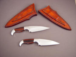 "Lagus" knife pair, reverse side view. Simple belt loops mounted to sheaths