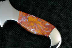 "Macha Navigator" Fine Custom Knife, obverse side gemstone handle detail. This is a tremendously strong and hard agate with vivid colors