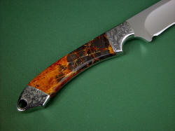 "Magdalena Magnum" reverse side view. Handle is tough, hard, and polished Pilbara Picasso Jasper gemstone from Australia