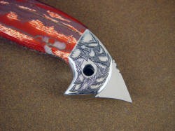 "Mercurius Magnum" obverse side rear bolster detail. Engraved pattern echoes geometry of pointed persuader (skull crusher).