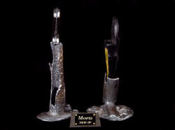 "Morta" knife sculpture, right end view. Forms are carved in wax and cast in molten bronze by hand.