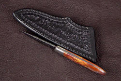 "Nihal" spine edgework, filework detail. The tang is fully tapered, handle is thin and light