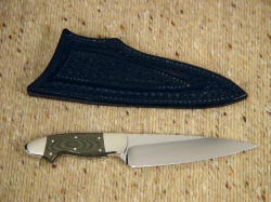"Nihal Magnum" reverse side view. Note large and meaty belt loop on leather basketweaved sheath 