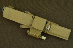 "PJLT" sheath fitted with Ultimate Belt Loop Extender showing Solitaire pocket and diamond pad sharpener pocket