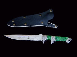 Special Forces Combat Knife "Patriot" reverse side view. Sheath is positively locking and waterproof