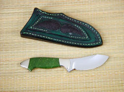 "Pherkad" skinning, utility, collectors knife, reverse side view. Note stingray skin inlays on sheath belt loop