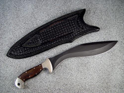 "Phlegra" Khukri, reverse side view. Note double stitching on both sheath body and belt loop