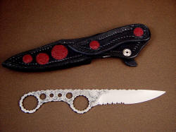 "Shank" reverse side view. Note red stingray skin inlays even on back of sheath and belt loop
