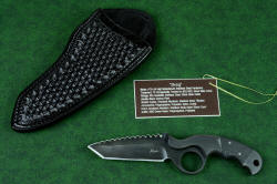 "Skeg" tactical, counterterrorism professional knife, engraved co-extruded archival detail plate with critical information that will last as long as the knife