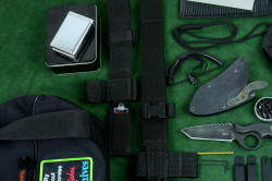 "Skeg" tactical, counterterrorism professional knife, complete set vignette of UBLX, EXBLX belt loop extenders