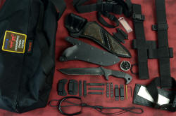 "Taranis" tactical, combat, counterterrorism knife, two sheaths, and accessory kit. This is the most complete and advanced knife and kit made in the world for counterterrorism use.