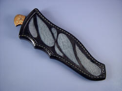 "Tarazed" sheathed detail. Sheath is full, thick, and deep, and is inlaid with natural sharkskin