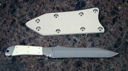 "Tharsis" chef's knife, reverse side view. Blade is clean and thin, tough and durable.