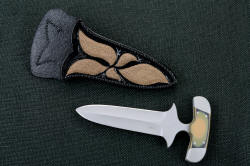 "Vindicator" Counterterrorism Push/Punch Dagger Tactical Combat Knife, fine display hand-carved exotic rayskin inlay sheath with dagger, stand alone artwork in a tactical knife