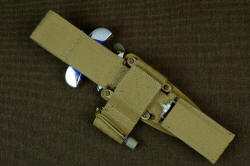 "Vindicator" tactical counterterrorism knife, UBLX, ultimate belt loop extender with sharpener pocket, back side view