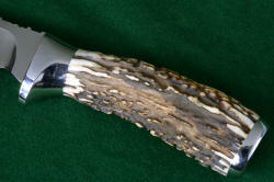 "Yarden: obverse side hidden tang handle detail in Sambar stag and stainless steel fittings
