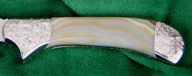White banded geodic agate gemstone knife handle