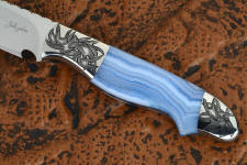 Namibian blue lace agate is dyed with a light wash of permanent blue to bring out the color