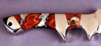 Cherry Blossom Agate gemstone handled custom knife
