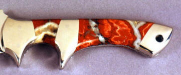 Cherry Blossom Agate on custom knife handle
