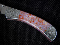 Confetti Agate from Mexico is a very hard, tough, and durable agate, suitable for folding knives because of its great strength
