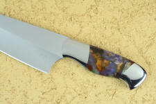 Majestic Agate on chef's knife with stainless fittings is spectacular
