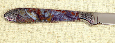 Bright colors in multicolored Moss Agate gemstone, which is hard, tough, and takes a great polish