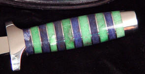 Green Aventurine, Blue Aventrurine gemstone hidden tang dagger handle