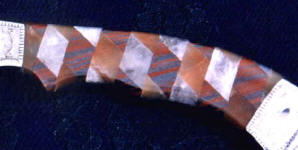 Milky Quartz, Chalcedony, Banded Jasper gemstone mosaic on full tang knife handle